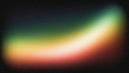 Grainy colorful warm rainbow light leaks on black background with dust texture. Defocused abstract damaged scratched retro film analog effect for using over photos as overlay or screen filter