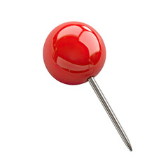 A red push pin, clipart style on Transparent background