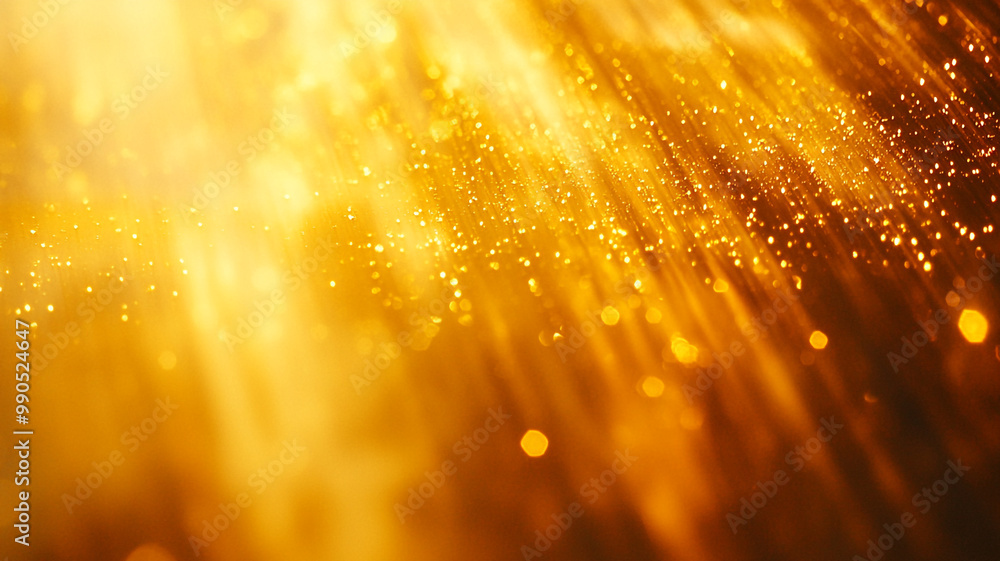Poster golden rays illuminate a sparkling surface, creating a mesmerizing glow during sunset