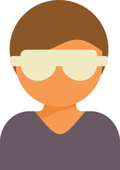 Icon of a young man wearing protective glasses in flat style