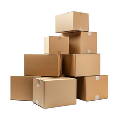 cardboard boxes stacked on top of each other on an isolated Transparent background,