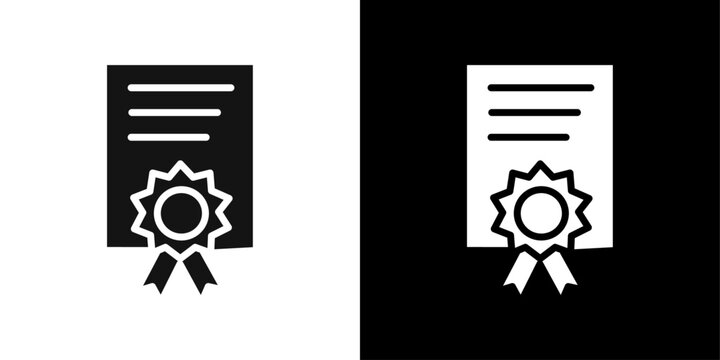 Course completion certificate icon Flat line illustration