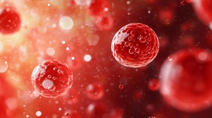 Abstract red liquid and human white cells