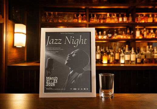 Bar Poster Frame Mockup With Generative AI