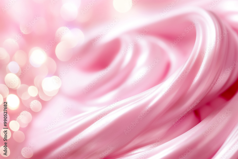 Poster Delicate pink swirls seamlessly blend into a soft bokeh background, creating an enchanting and visually soothing space ideal for wallpapers that inspire tranquility
