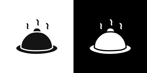 Food Tray and Cover icon Flat line illustration