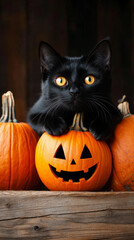The Essence of Halloween Black Cat and Pumpkins