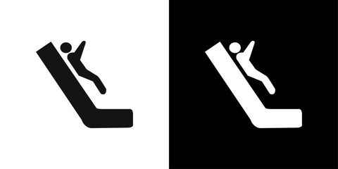 Man slide on slope icon Flat line illustration