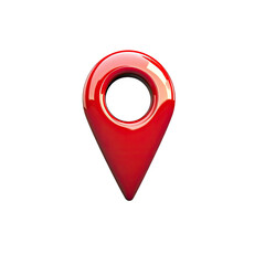 3d red location pin icon on Transparent background,