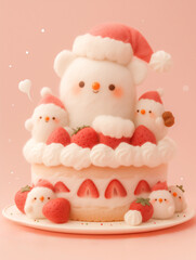 Fototapeta premium かわいいフェルト風のクリスマスケーキ