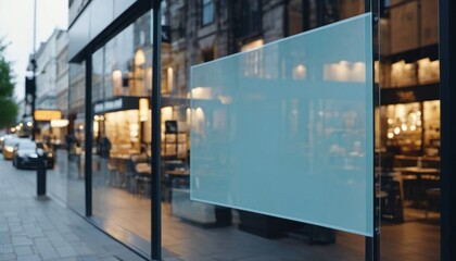mockup on the door of a cafe or shop window, public place, ai generated, ai