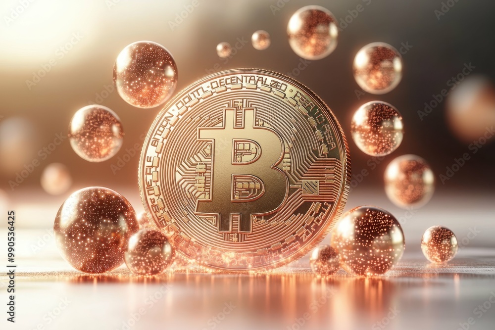Poster a digital coin surrounded by interconnected gears symbolizing the mechanics of blockchain technology