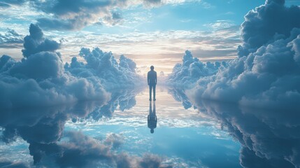 A Serene Journey Through Clouds at Dusk