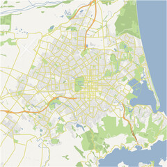 Fototapeta premium Map of Christchurch in New Zealand in a normal road map style. Contains layered vector with roads water, parks, etc.