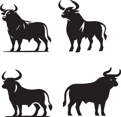 bull silhouette, bull icon, bull vector, 
