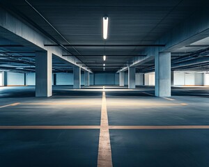 The vacant private car depot is divided into four parking Spaces, modern sense, advanced sense, minimalist aesthetics