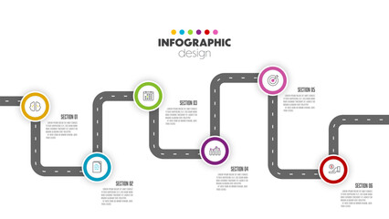 Circle for infographics timeline for diagrams, graphs, presentations and business concept charts with 6 options.