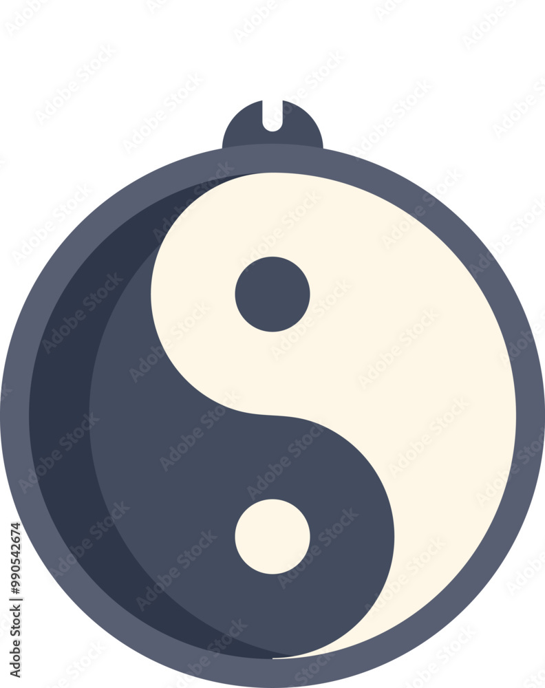 Poster simple yin yang symbol is representing the duality and harmony concept of taoism