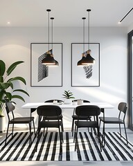 Elegant and Luxury Interior Dining Room - Cozy and Minimalist Dining Corner with Warm Natural Light
