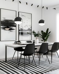 Elegant and Luxury Interior Dining Room - Cozy and Minimalist Dining Corner with Warm Natural Light