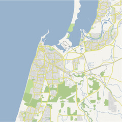 Fototapeta premium Map of Bunbury in Australia in a normal road map style. Contains layered vector with roads water, parks, etc.