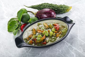 Thai green curry with prawn