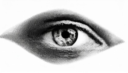Halftone texture of the eye for a modern poster. Generated image