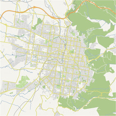 Obraz premium Map of Toowoomba in Australia in a normal road map style. Contains layered vector with roads water, parks, etc.