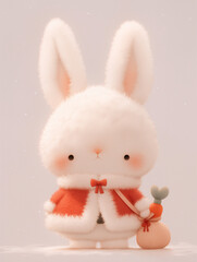 かわいいフェルト風のサンタクロース（うさぎ）