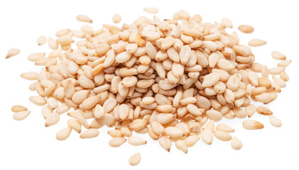 White seeds of sesame isolated on white background.