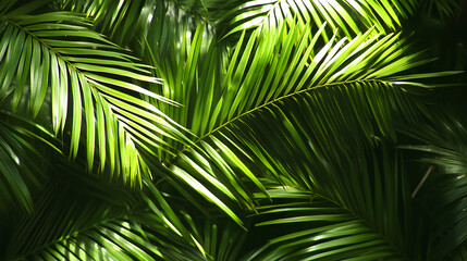Tropical green palm leaf 