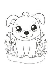 Fototapeta premium halloween puppy coloring book page