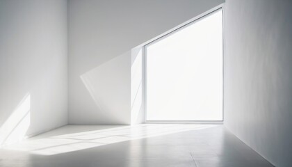white empty studio space with large window and empty wall, mockup for your idea, ai generated , ai
