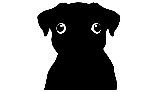 Black Pug Silhouette Looking at You Design Vector