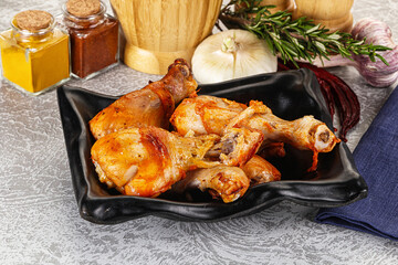 Raw marinated chicken drumstick for cooking