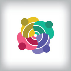 Teamwork, working together logo. Corporate communication company team employees.