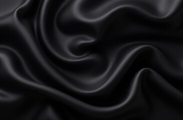 Obraz premium Black silk satin texture background. Beautiful wavy soft folds on shiny smooth fabric. Anniversary, event, card, invitation, concept. Black elegant background with copy space for design.