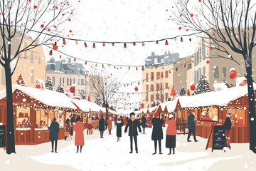 Obraz premium People enjoy festive shopping at a winter market authentic Christmas