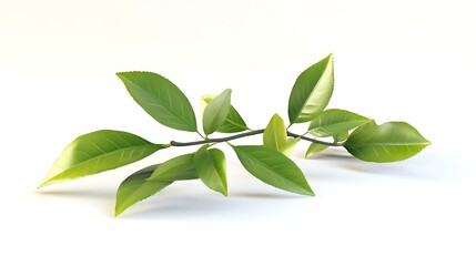 Green Leaves on White Background
