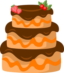 Dessert Chocolate Cake Illustration