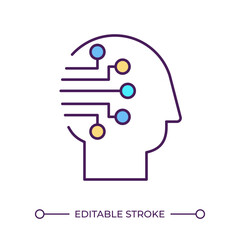 Artificial intelligence RGB color icon. Machine learning. Human head and circuit lines. Futuristic concept. Isolated vector illustration. Simple filled line drawing. Editable stroke