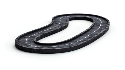 Obraz premium Winding asphalt road isolated on white background