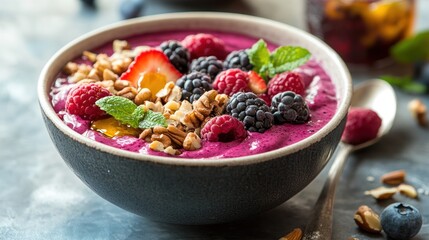 Delicious Smoothie Bowl with Fresh Berries