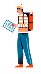 Cartoon Traveler with Map vector