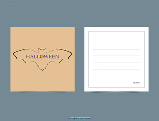Bat in linear style. Logo for Halloween. Halloween greeting card.