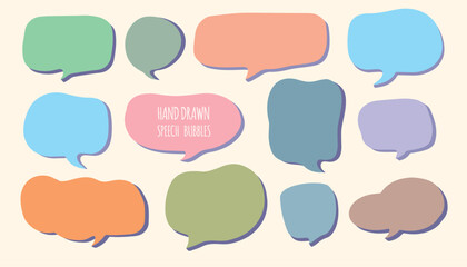 Set of empty  speech bubbles , template hand drawn , quote,connect, talk, dialog, vector 