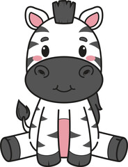 Cartoon cute zebra safari animal vector illustration