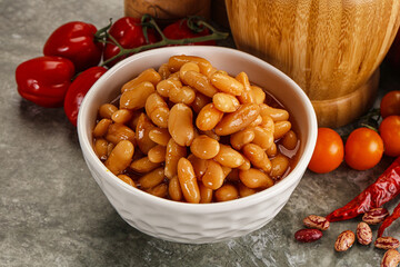 Fototapeta premium Canned beans in tomato sauce