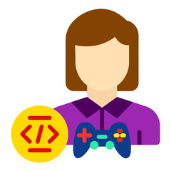 Vector Design Game Developer Female Icon Style