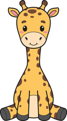 Naklejka premium Cartoon cute giraffe safari animal vector illustration